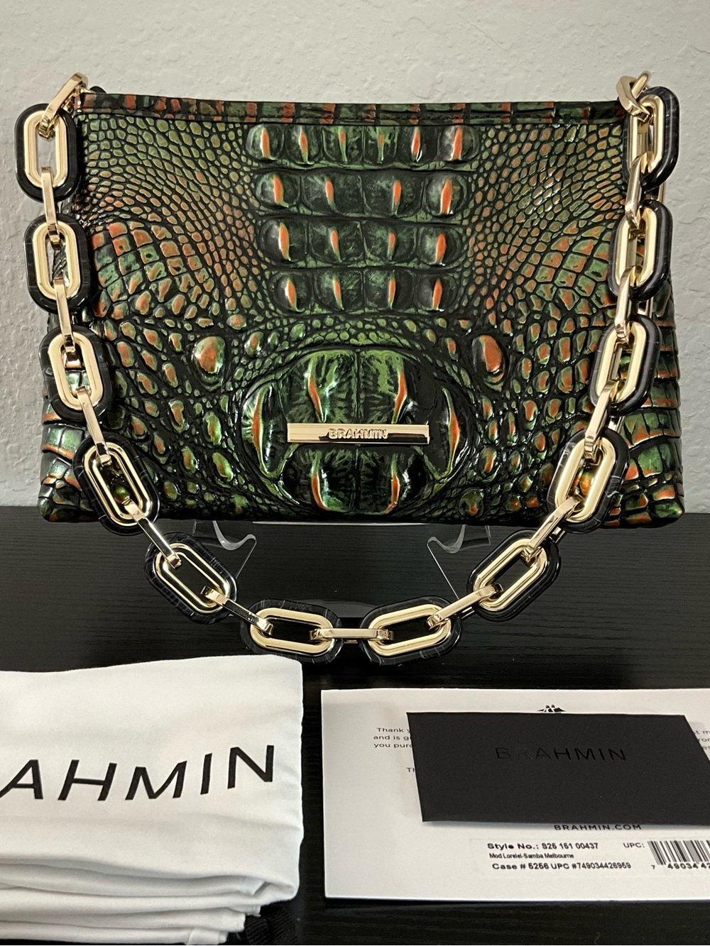 Brahmin Mod Lorelei SAMBA MELBOURNE Metallic Green & Copper Leather NWT